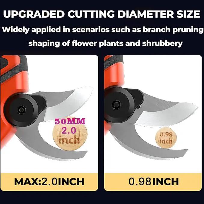 Upgraded Cordless Electric Pruning Shears with LCD Display, Battery Powered Garden Shears with Brushless Motor, 2 Rechargeable Batteries, 2 Inch (50mm) Cutting for Trees, Shrubs, and Yard Trimming by GreenHaven Gardens
