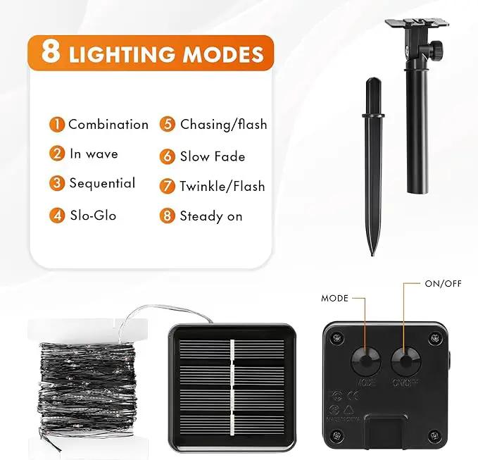 Twinkle Star 4 Pack Outdoor Solar String Lights, Total 160FT 480 LED Solar Powered Christmas Decorative Fairy Lights with 8 Modes, Waterproof Light for Xmas Patio Yard Wedding Party, Orange by GreenHaven Gardens