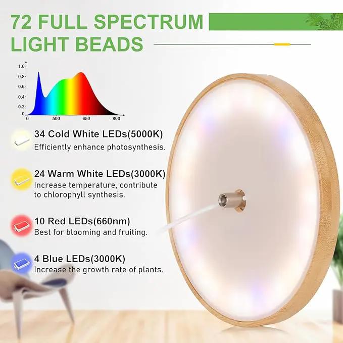 LORDEM Bamboo Grow Light for Indoor Plants, Full Spectrum LED Plant Grow Light, Height Adjustable Growing Lamp with Auto Timer 4H/8H/12H, 4 Dimmable Levels, Ideal for Large Tall Plants, 2 Pack by GreenHaven Gardens