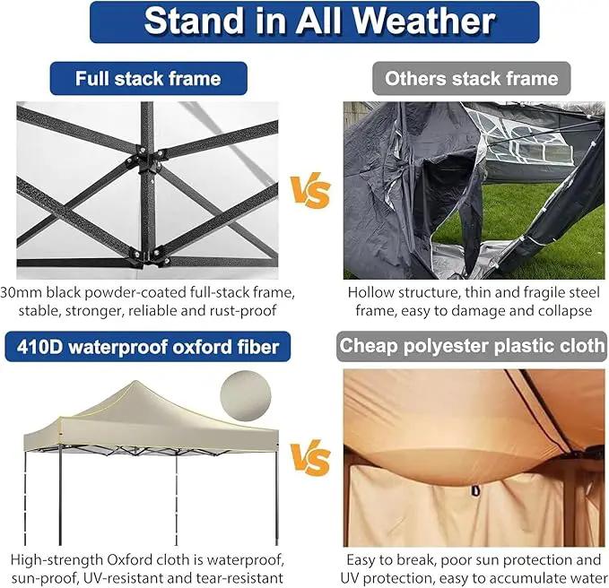 COBIZI 10x10 Heavy Duty Pop up Canopy with 4 Removable Sidewalls, Canopy Tent with Portable Bag, Ez Pop up Tent Commercial Gazebo Waterproof Sunshade for All Weather Party Camp Stall Patio,Khaki by GreenHaven Gardens