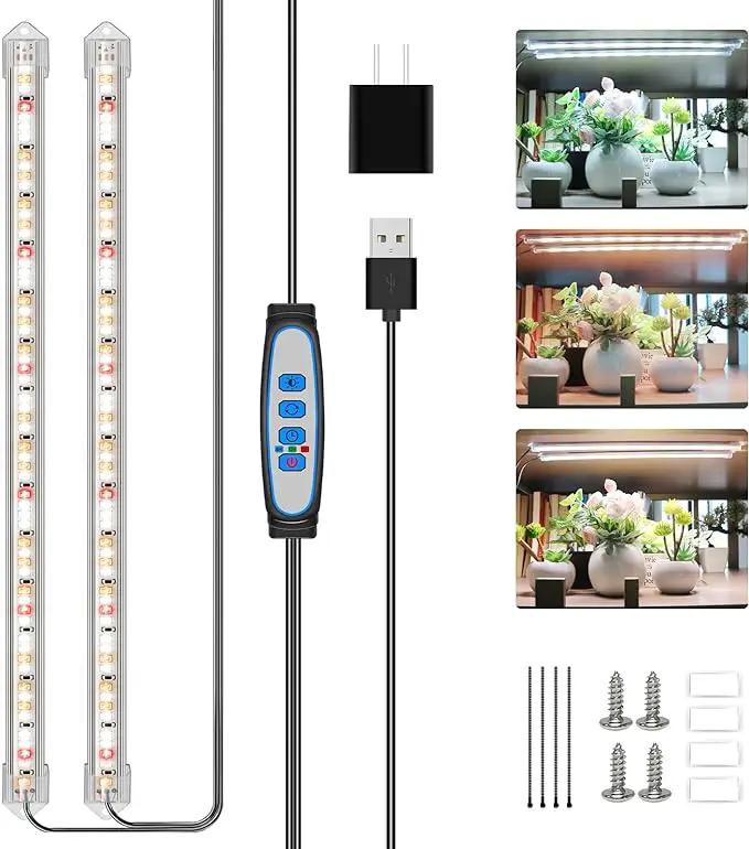 Grow Lights for Indoor Plants, 16 in Full Spectrum Plant Grow Light Strips with Upgrade Timer 6 12 16 Hrs, 5 Dimmable Levels, 120 LEDs Sunlight Plant Lamp for Indoor Greenhouse, Seedlings by GreenHaven Gardens