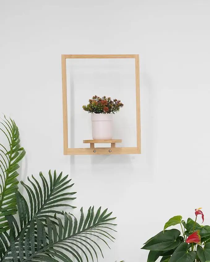yadoker Wall Planters for Indoor Plants,Bamboo Hanging Plant Holders, Wall Decor Plant Stand, 2-Pack Window Plant Shelves for Living Room & Entryway by GreenHaven Gardens