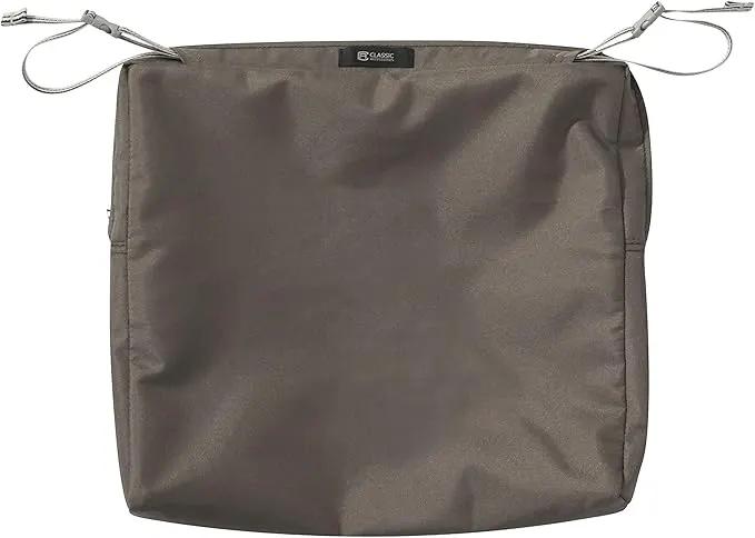 Classic Accessories Ravenna Seat Cushion, 17"W x 15"D x 2"Thick, Dark Taupe by GreenHaven Gardens