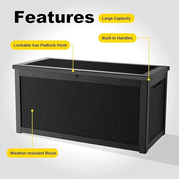320 Gallon Deck Box Waterproof, UV Resistant Resin Outdoor Storage Box with Hydraulic Rod, Lockable Design and Enhanced Durability for Patio, Garden, and Poolside Use by GreenHaven Gardens