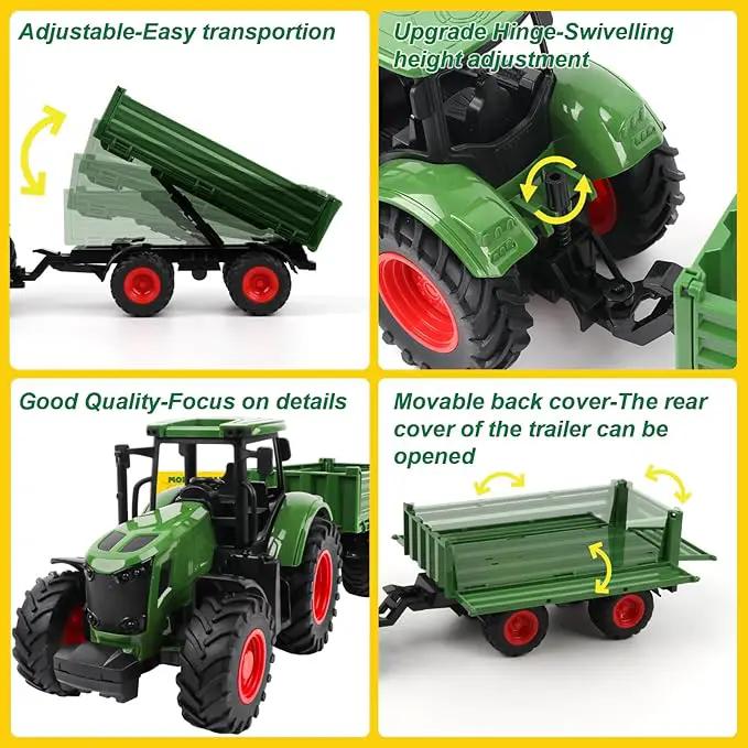 Farm Animal Tractor Toys Playset-16.5 Inches Tractor with Trailer Fence,Farmer,Tree,Cow,Farm Toy Set for Boys Girls Kids Toddlers Age 3-7 Years Old by GreenHaven Gardens