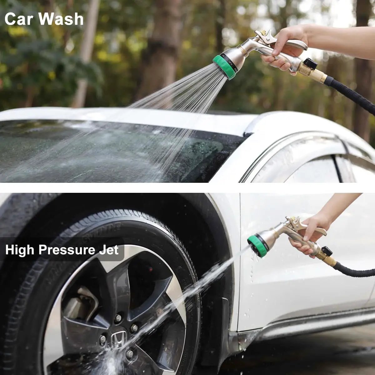 FANHAO Heavy Duty Garden Hose Nozzle, 100% Metal Water Hose Sprayer with 7 Spray Patterns, Ergonomic Rear Trigger, High Pressure Water Nozzle Sprayer for Watering Plants, Washing Car and Pet by GreenHaven Gardens