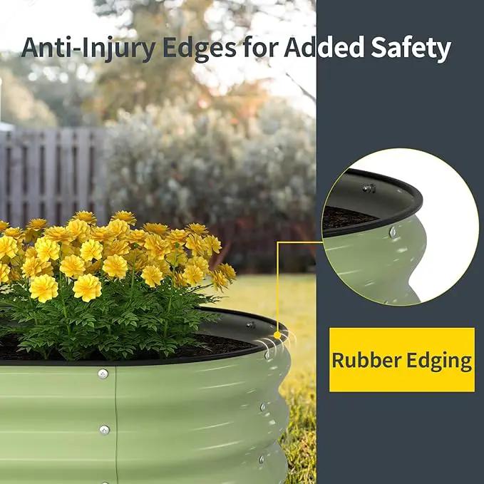 Kesfitt Raised Garden Bed Kit,Outdoor Galvanized Planter Raised Boxes with Safety Edging and Gloves,Large Metal Raised Garden Beds for Gardening Vegetables,Fruits,Flower(4x2x1FT) by GreenHaven Gardens