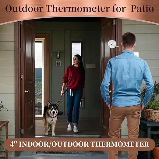 4-Inch Copper Outdoor Thermometer - Analog Temperature Gauge for Patio, Greenhouse and Garage. Decorative, Weather-Resistant, Solid Brass Swivel Design (4inch Thermo&Hygrometer) by GreenHaven Gardens