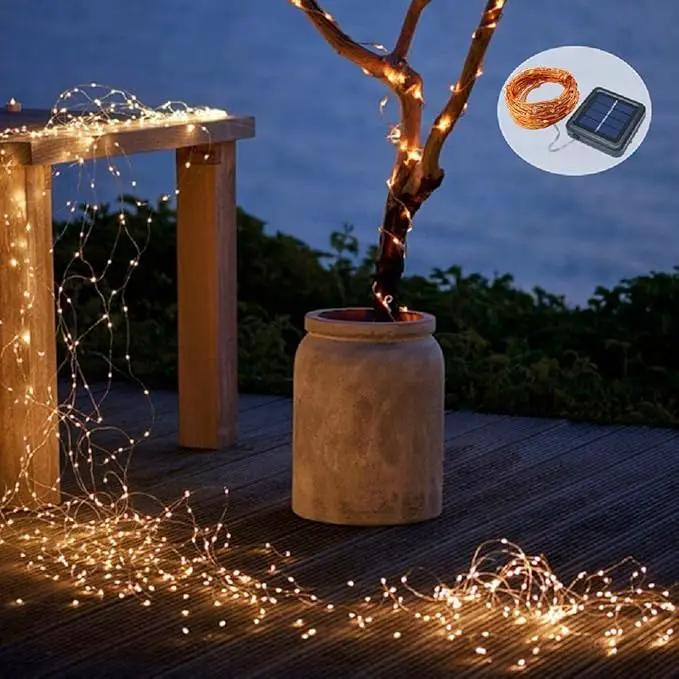 Solar String Lights Outdoor, 2 Pack 144FT 400 LED Solar Christmas Twinkle Lights Outside Waterproof Copper Wire with 8 Modes Solar Fairy Lights for Garden Tree Birthday Christmas Decor(Warm White) by GreenHaven Gardens