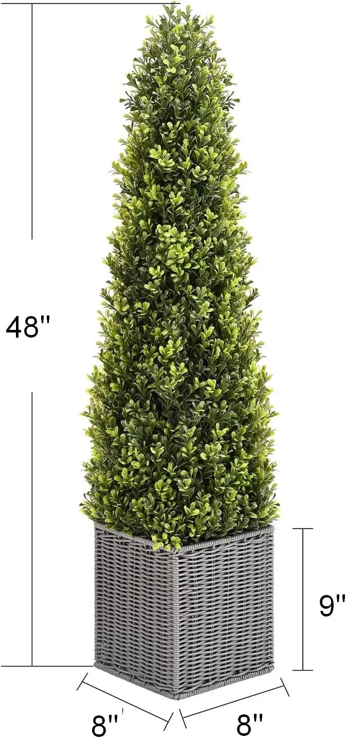 48 Inch Artificial Boxwood Outdoor Topiary Tree Set of 2, 4FT Potted Boxwood Tree Cone Topiary Artificial Plant Shrub for Front Porch Home Office Decor… by GreenHaven Gardens