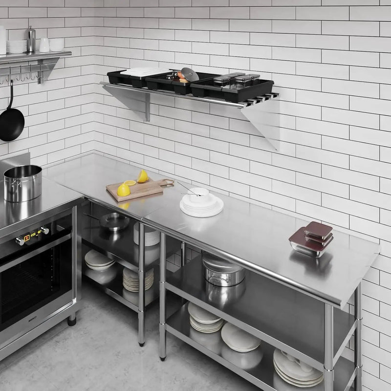 AmGood 18 in. x 48 in. NSF Stainless Steel Tubular Wall Shelf | Heavy-Duty Metal Shelving for Appliances & Equipment | Ideal for Kitchen, Restaurant, Garage, Laundry, Utility Room by GreenHaven Gardens