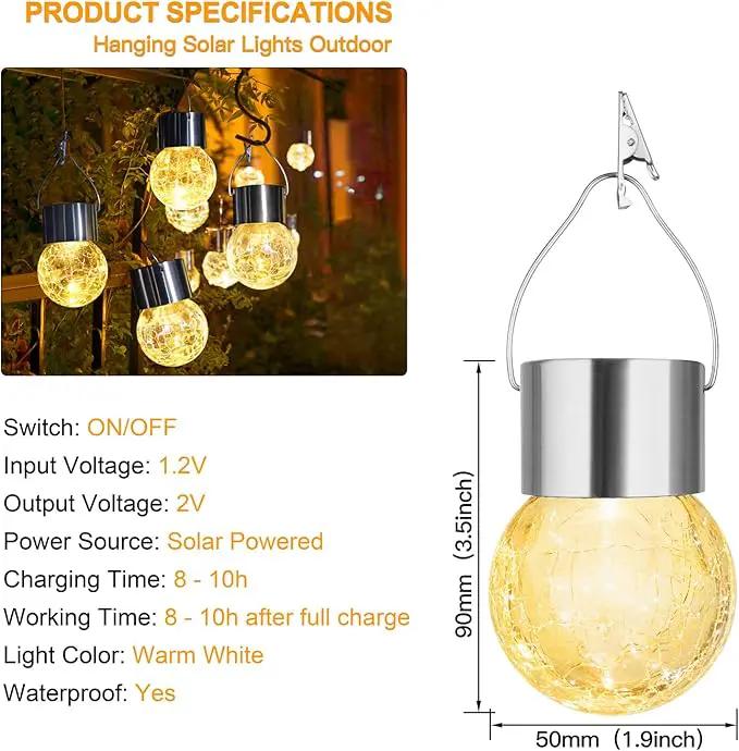 MAXvolador 12-Pack Hanging Solar Lights, Decorative Cracked Glass Ball Light, Solar Powered Waterproof Globe Lighting for Garden, Tree(Warm White) by GreenHaven Gardens