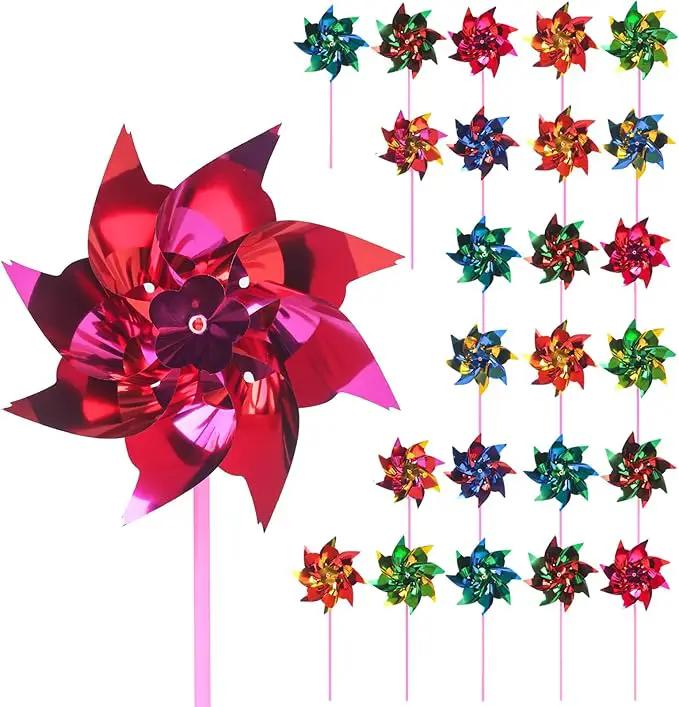 JOHOUSE 100pc Rainbow Pinwheels, Party Pinwheels DIY Windmill Set for Kids Toy Garden Lawn Decor by GreenHaven Gardens