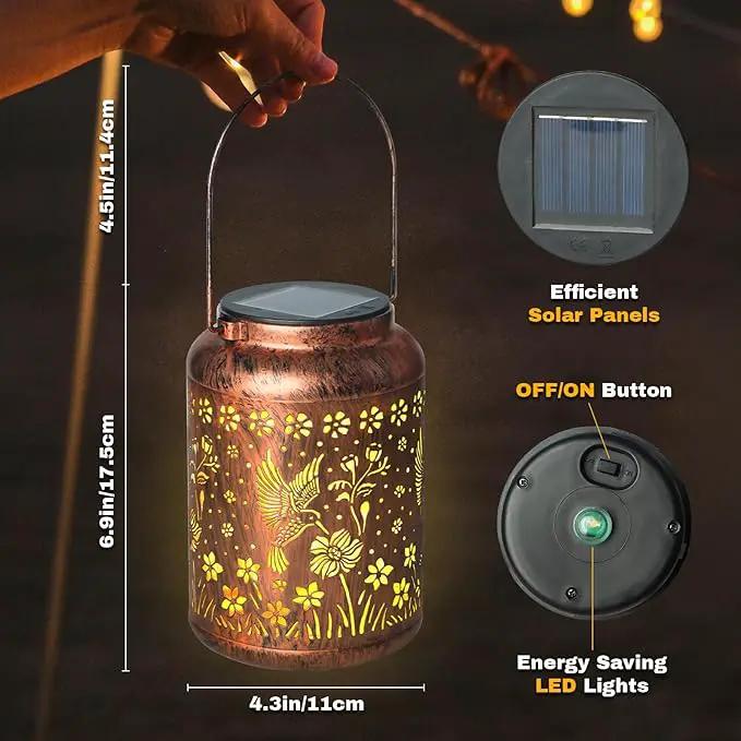 2 Pack Hummingbird Lanterns Outdoor, Waterproof Hanging Lantern Garden Decor, Birthday Gifts for Women, Men, Mom, Mothers Day Gifts, Lights Outdoor Apply Patio, Yard, Lawn, Balcony by GreenHaven Gardens