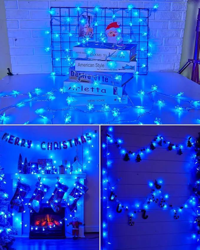 Brightown Solar Christmas Snowflake String Lights, 72FT 200 LED Outdoor Waterproof Fairy Lights with 8 Lighting Modes for Wedding, Party, Tree, Room, Garden, Patio, Yard, Home, Blue by GreenHaven Gardens