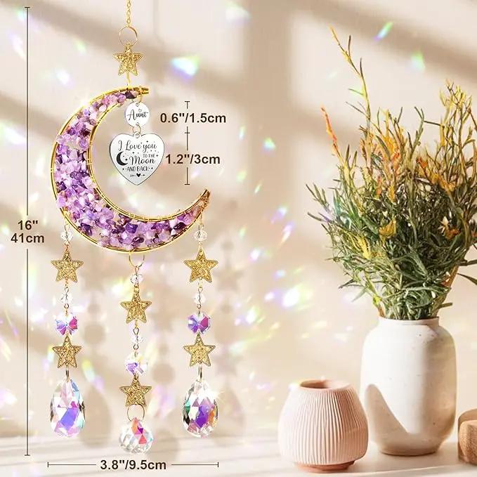 Aunt Gifts from Niece Nephew, Aunt for Auntie Gifts, Best Aunt Ever Gift Aunt Birthday Gifts for Auntie, Unique Auntie Gifts for Women Moon Crystal Suncatcher for Windows Hanging by GreenHaven Gardens