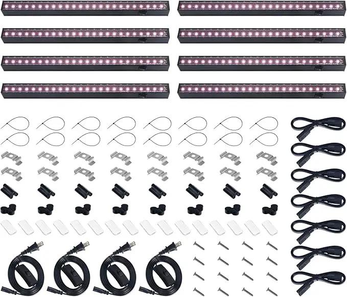 Barrina T5 Grow Light, LED Grow Lights with Black Cover, Full Spectrum Grow Light Strips, 1ft Pinkish White Plant Lights for Indoor Plants, Greenhouses, Plant Displays, Linkable Design, 8 Packs by GreenHaven Gardens