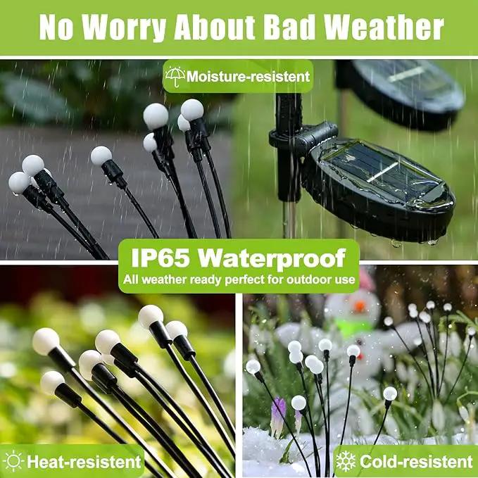 Upgraded Solar Garden Lights, 8 Pack - Waterproof Outdoor Lights for Yard, Patio Decor - Warm White Firefly Lights by GreenHaven Gardens