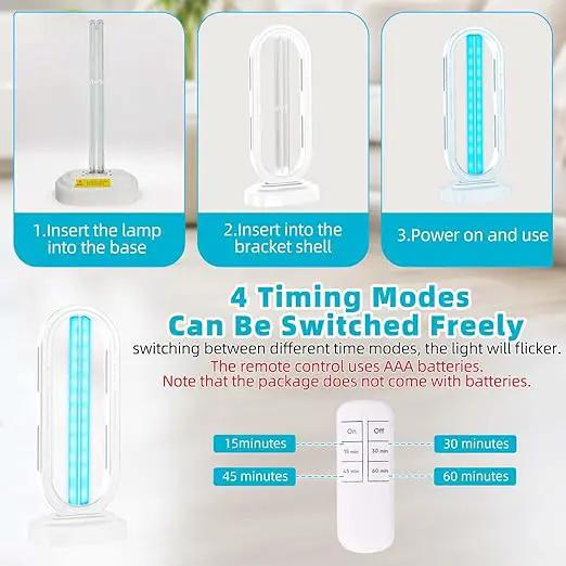 UV Light Sanitizer,4-Speed Timing and Remote Control UVC Home Disinfection Device,Ultraviolet Light Sanitizer for Bed Bugs and Dust Mites,UV Lamp for Whole Room,White by GreenHaven Gardens