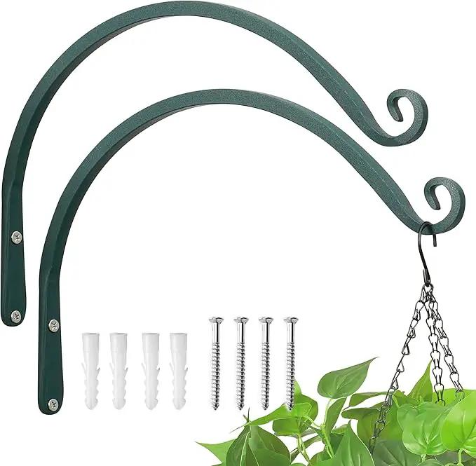 Kingsyard 2-Pack Wall Plant Hanger Outdoor - Heavy Duty Metal Hanging Bracket Hooks for Hanging Plant, Bird Feeders, Lanterns, Wind Chimes Outdoor & Indoor, 12-Inch/Green by GreenHaven Gardens