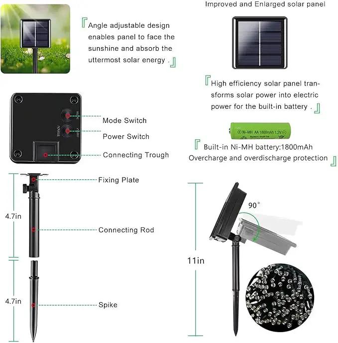 YIQU White Extra-Long 2-Pack Each 72ft 200 LED Solar String Lights Outdoor, Waterproof Green Wire 8 Lighting Modes Solar Christmas Lights for Garden Patio Tree Party Wedding Decorations (Cool White) by GreenHaven Gardens