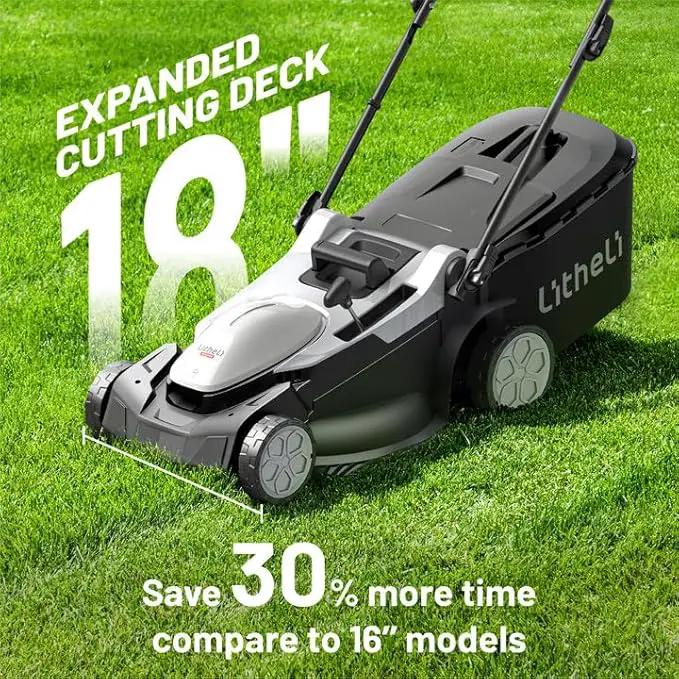 Litheli 18-inch 40V Brushless Lawn Mower for Garden Yards, Lightweight Cordless Lawn Mower Battery Powered with 6-Position Height Adjustment, 2x4.0Ah Battery Include by GreenHaven Gardens