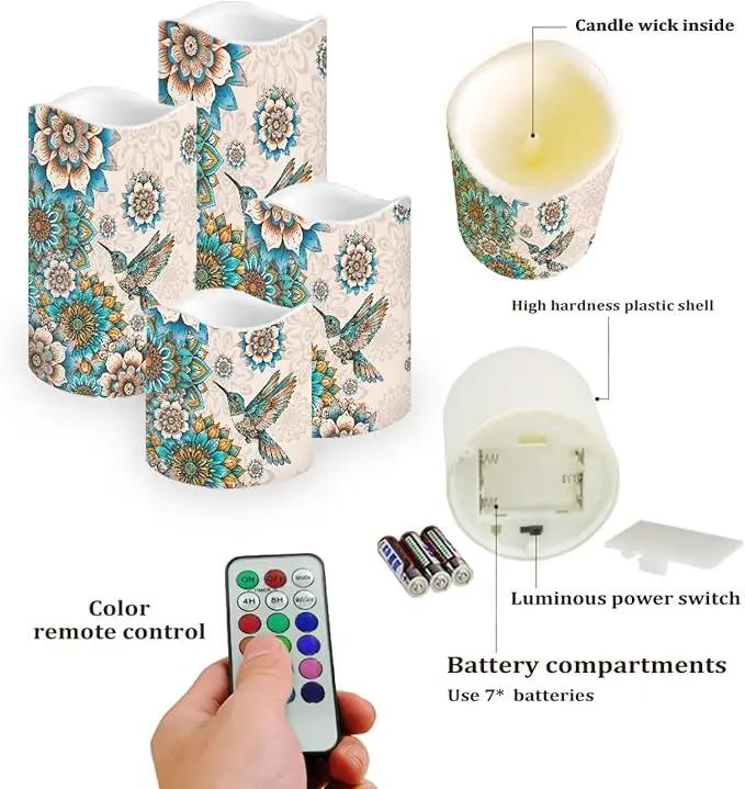 Ystardream Western Hummingbird Flameless Candles with Timer Led Candles Flickering 4 Candle Sets for Home Decor,18 Key Remote Control，Dancing Flames, True Wax, Battery Powered. by GreenHaven Gardens
