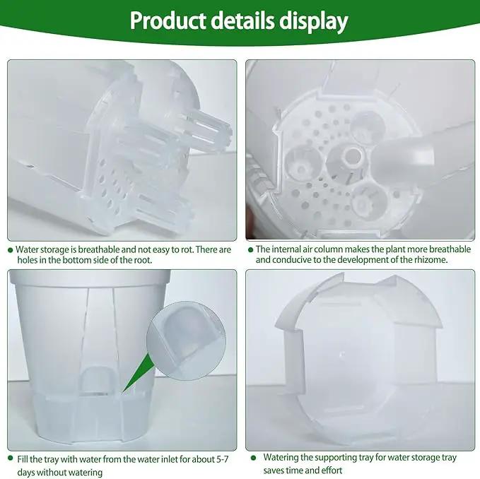 Cdd's Path 5-Pack 6 Inch Self Watering Pots Set with Holes for Indoor/Outdoor Plants,Planter Pot with Watering Hole/Reservior and Air Pipes,Clear by GreenHaven Gardens