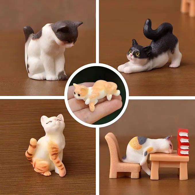 CLYTTE Miniature Cat Figurines for Cat Lovers, Lovely Cute Small Cat Figures Decor, Fairy Garden Tiny Kitten Statue Set Succulent, Mini Terrarium Animal Statues Ornaments for Home Decoration by GreenHaven Gardens