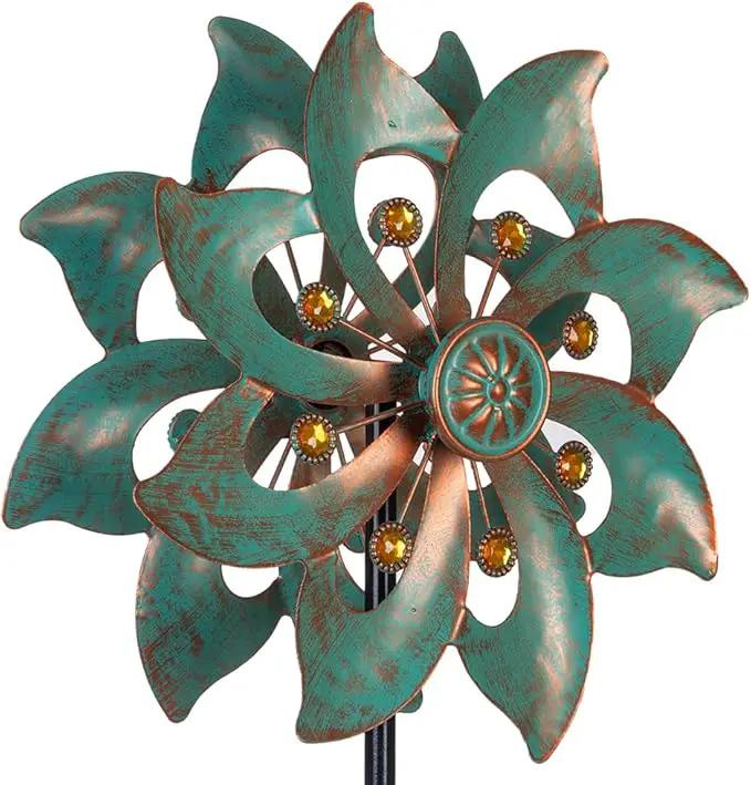 VEWOGARDEN Garden Decor Wind Spinners, Small Waterproof Metal Pinwheels Wind Spinner for Yard and Garden 37 * 10inches (Double Blade) by GreenHaven Gardens
