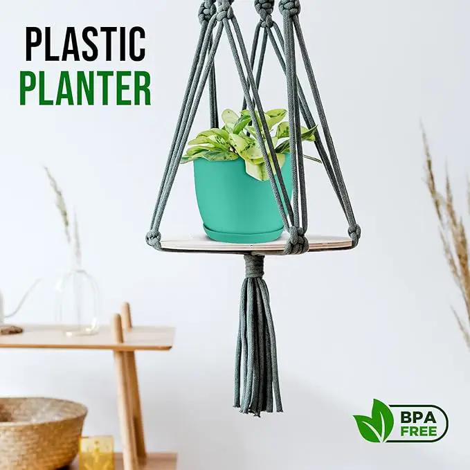 Planter Pots with Drainage Holes - Lightweight, Durable, and Space-Saving Pots for Indoor and Outdoor - Versatile Functionality, Simple Modern Design, Set of 20 Plastic Planter Pots - Aqua by GreenHaven Gardens