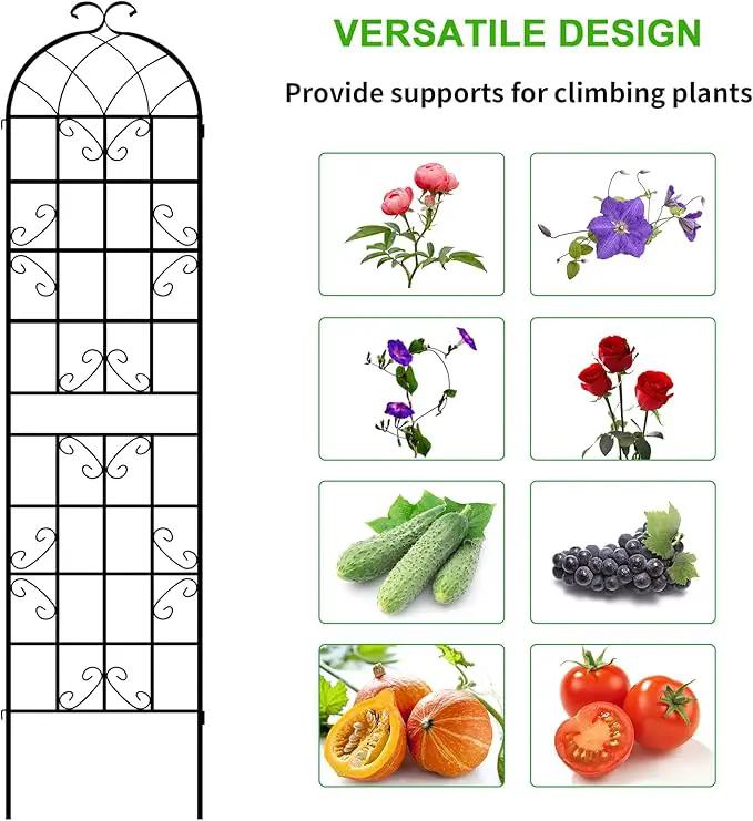 LZRS 2 Pack 87x20in Rustic Iron Arch Decoration Garden Trellis with Black Metal Coating – Perfect for Supporting Climbing Plants Outdoor, Roses, Vines, Flowers, and Vegetables. by GreenHaven Gardens