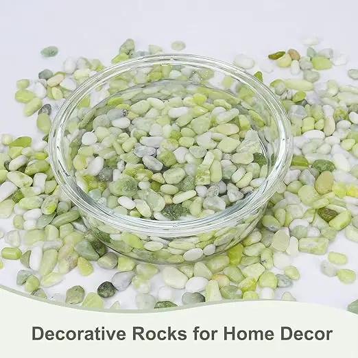 10 lbs Jade Pebbles for Indoor Plants, Decorative Pebbles for Bamboo, Vase, 3/8" Plant Gravel for Pots Indoor, Highly Polished Small River Rocks by GreenHaven Gardens