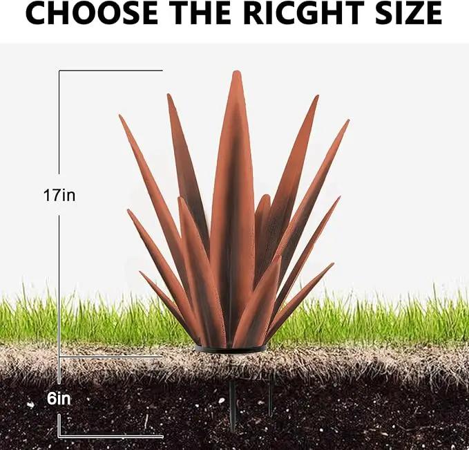 Enlarge Metal Plants Tequila Rustic Sculpture, Outdoor Patio Yard Home Decor Hand Painted Agave Garden Statue, Outdoor Lawn Ornaments Yard Stakes for Mom Gift (1 Big coppery) by GreenHaven Gardens