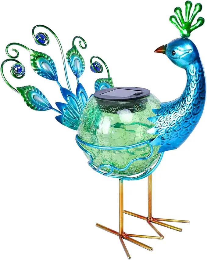 Solar Lantern Outdoor Decorative Waterproof LED Solar Lights Peacock Tabletop Lamp for Outdoor Patio Garden by GreenHaven Gardens