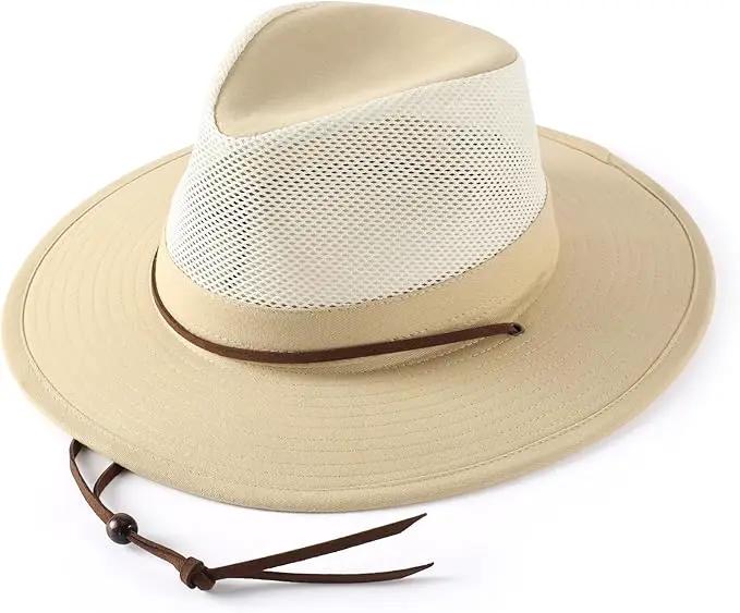 Home Prefer Cotton Summer Fedora Hat Wide Brim Sun Hats for Men Women UPF 50+ Sun Protection Cap for Fishing Hiking