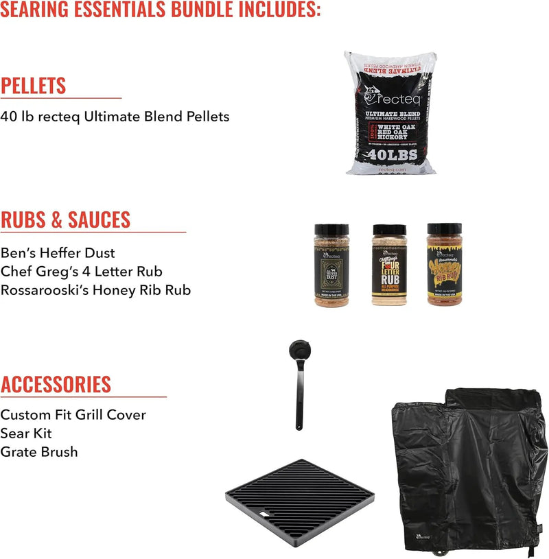 recteq Pellet Grill - Road Warrior 340 + Searing Essentials Bundle, Portable Electric Pellet Smoker Grill, BBQ, Wood Pellets, Sear, Smoke, and More by GreenHaven Gardens