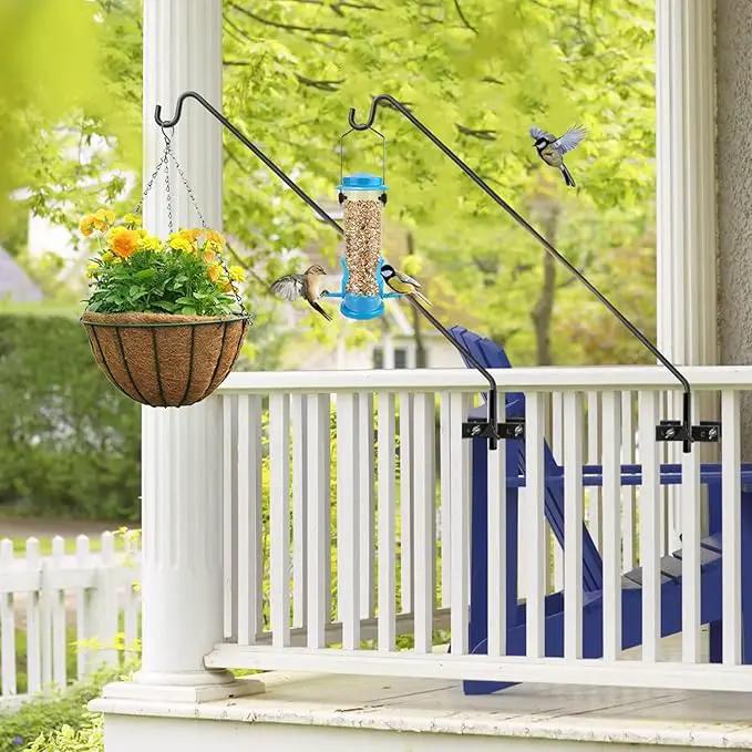ERYTLLY 2 Packs Extended Rail Hook Fence Deck Bird Feeder Hook 360 Degree Rotary and Length Adjustable Plant Bracket for Feeders, Planters, Suet Baskets, Lanterns, Wind Chimes and More by GreenHaven Gardens