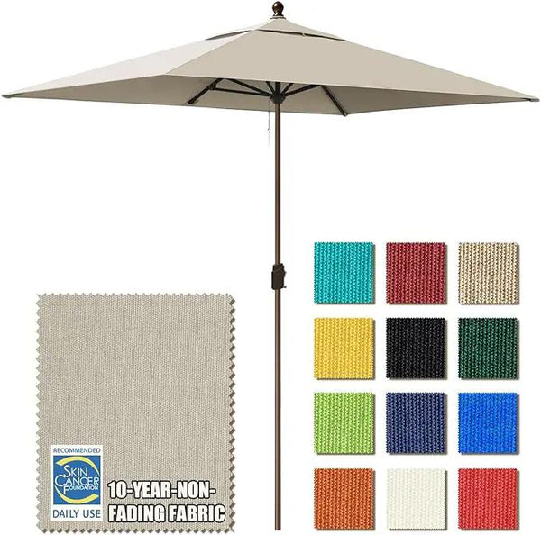 EliteShade USA 10-Year-Non-Fading 6.5x10Ft Rectangular Market Umbrella Patio Umbrella Outdoor Table Umbrella with Ventilation, Antique Beige