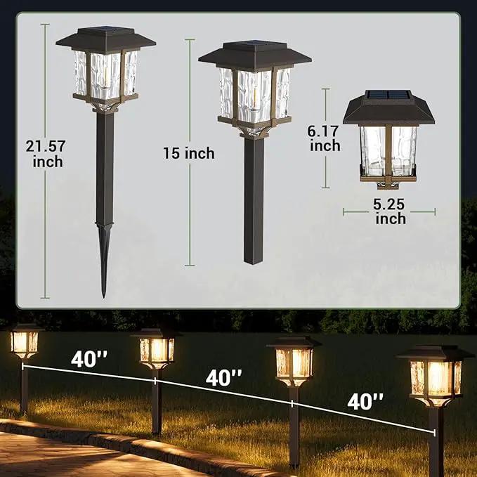 XMCOSY+ Solar Pathway Lights Outdoor, 2-Tone LED Waterproof Garden Outdoor Lighting for Yard Stainless Steel & Glass Solar Powered Landscape Walkway Driveway Decor (Warm White) by GreenHaven Gardens
