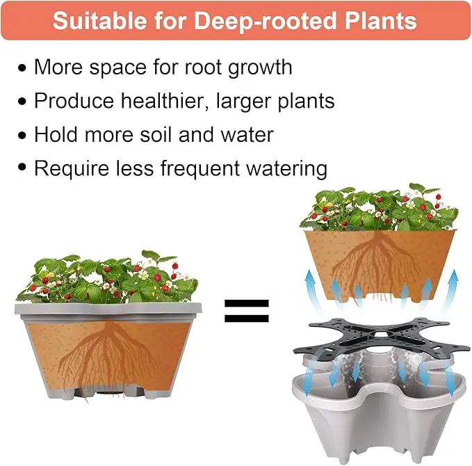 Vertical Planter 7 Tier Stackable Planters Garden Planters Strawberry Herb Flower and Vegetable Planter Indoor Outdoor Gardening Pots with Removable Wheels and Tools by GreenHaven Gardens