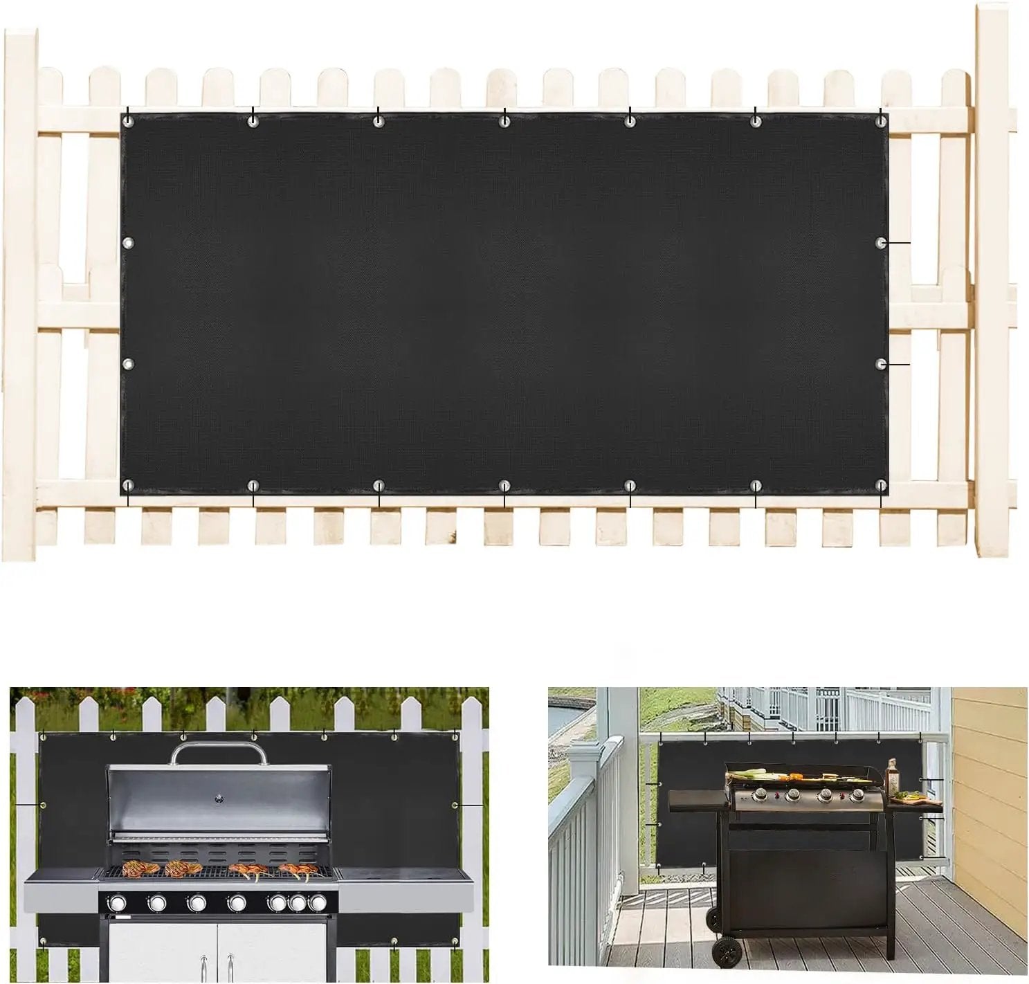 Grill Heat Shield and Deck Protector Mat, Fireproof BBQ Backing Screen for Fence and Railing Heavy Duty Black 3'x10' by GreenHaven Gardens
