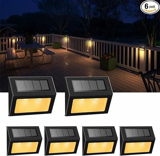 XLUX Solar Lights for Steps Decks Pathway Yard Stairs Fences, LED lamp, Rainproof, Black Metal Housing, 6 Pack by GreenHaven Gardens