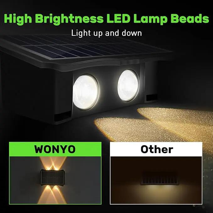 4LED Solar Wall Lights, Up and Down Lighting Solar Light Outdoor Waterproof IP65, 6500K/3000K Solar Fence Light for Yard Garden Garage Christmas Decorations (4 Pack) by GreenHaven Gardens