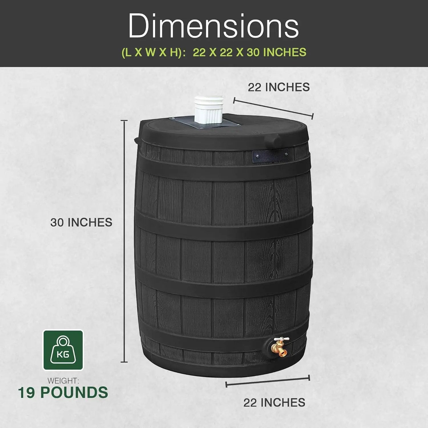 Good Ideas Rain Wizard 50 Gallon Plastic Outdoor Home Water Storage Tank Rain Barrel Collector with Brass Spigot and Flat Back Design, Black, 2 Pack by GreenHaven Gardens
