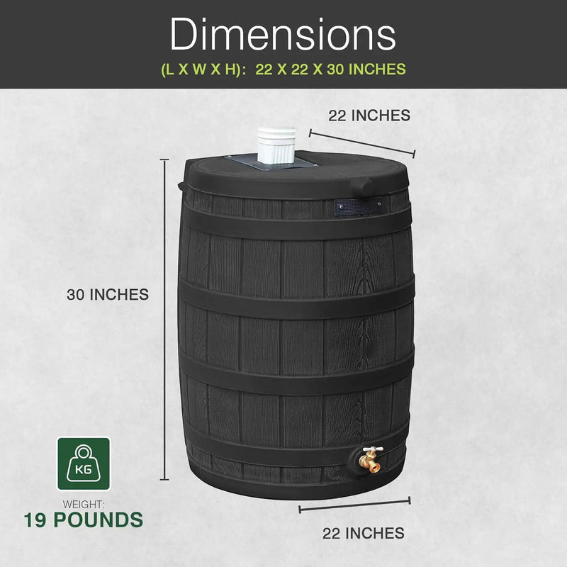 Good Ideas Rain Wizard 50 Gallon Plastic Outdoor Home Water Storage Tank Rain Barrel Collector with Brass Spigot and Flat Back Design, Black, 2 Pack by GreenHaven Gardens