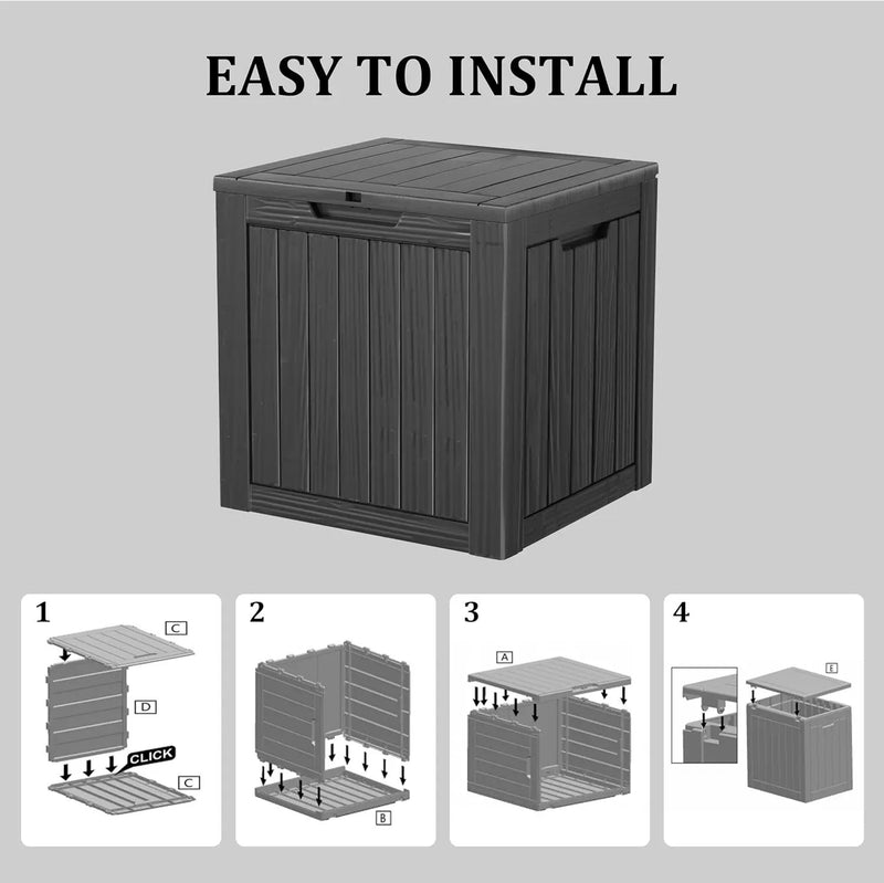 35 Gallon Waterproof Large Resin Deck Box Indoor/Outdoor Lockable Storage Container and Seating for Garden, Pool, and Patio (35 Gallon, Black) by GreenHaven Gardens