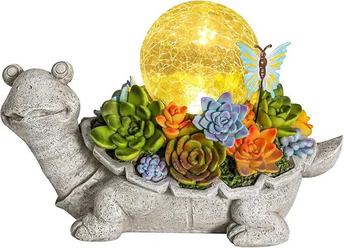 Afirst Solar Garden Turtle Statues with Succulent Outdoor Resin Figurine Solar Lights Decorations,Tortoise Statue for Lawn, Patio, Balcony, Yard Ornament by GreenHaven Gardens