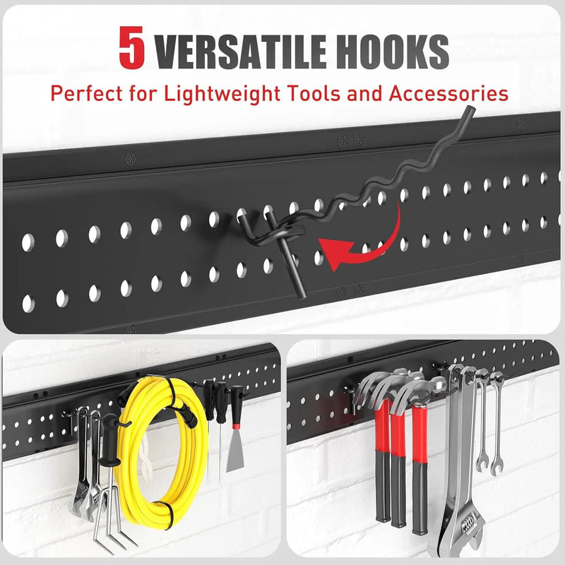 Garage Tool Organizer Wall Mount 96 inches with 18 Adjustable Heavy-Duty Hooks, Garage Organization, Garden Tool Storage Rack, Yard, and Shed, Holds Up to 750 lbs by GreenHaven Gardens