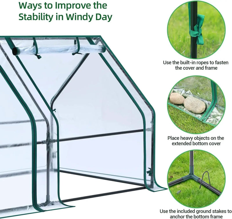 Ohuhu Portable Mini Greenhouse, 71"x36"x36" Greenhouses for Outdoors with Dual Large Zipper Doors & Ground Stakes, Waterproof & UV Protected Plastic Green House for Outside Garden Patio Transparent by GreenHaven Gardens